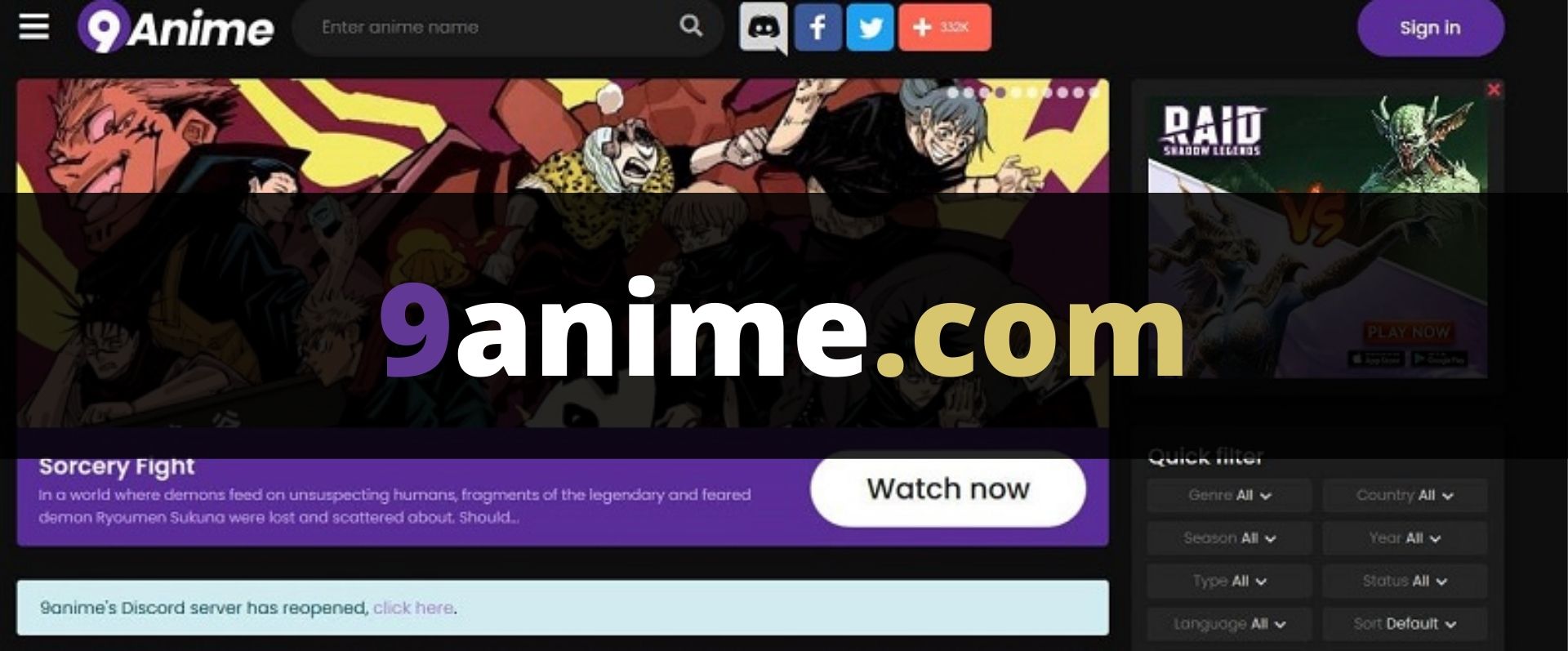 9anime.to - Watch Anime English Online Free website